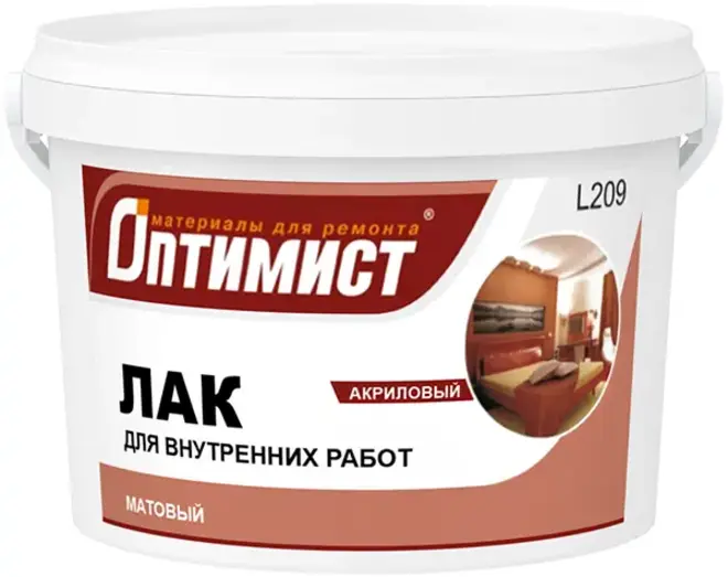 Оптимист L 209 лак акриловый для внутренних работ матовый бесцветный (10 кг) матовый