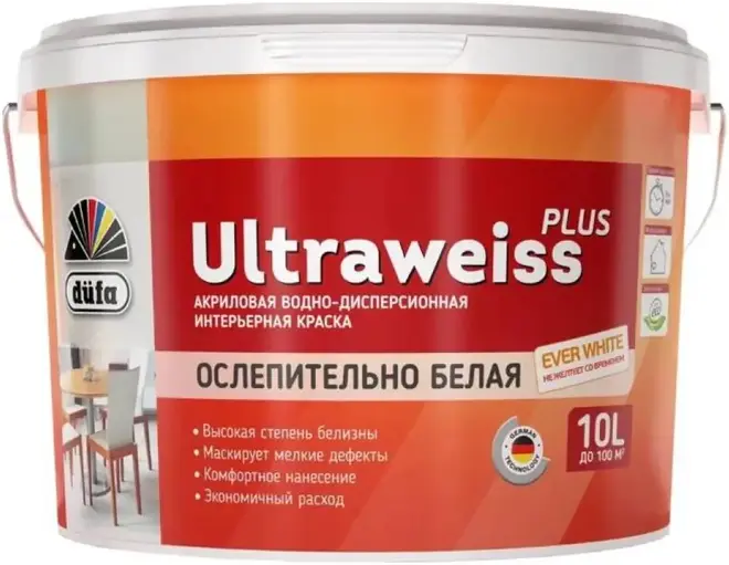 Dufa Retail Ultraweiss Plus водно-дисперсионная краска для внутренних работ (10 л) белая