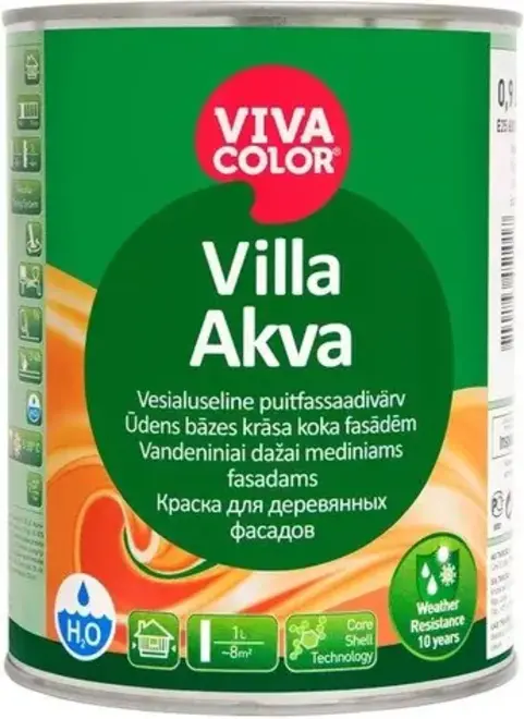 Vivacolor Villa Akva краска для деревянных фасадов (900 мл) бесцветная