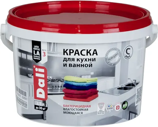 Dali краска для кухни и ванной латексная акриловая (2.5 л) бесцветная