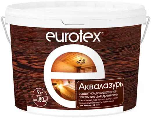 Евротекс Аквалазурь защитно-декоративное покрытие для древесины (9 кг) бесцветное