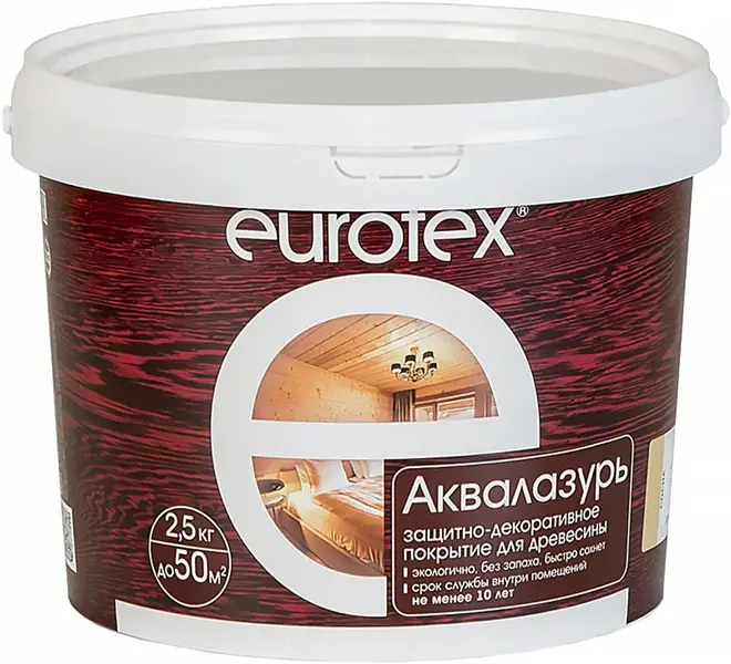 Евротекс Аквалазурь защитно-декоративное покрытие для древесины (900 г ) белое полуглянцевое