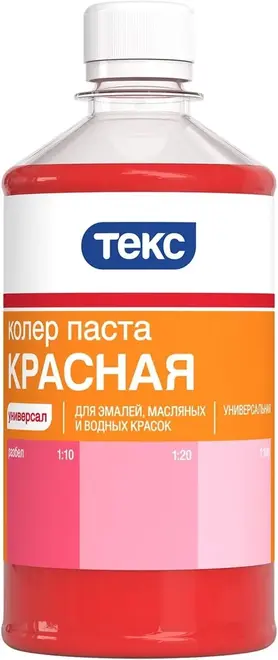 Текс Универсал колер паста для эмалей, масляных и водных красок (500 мл) красная