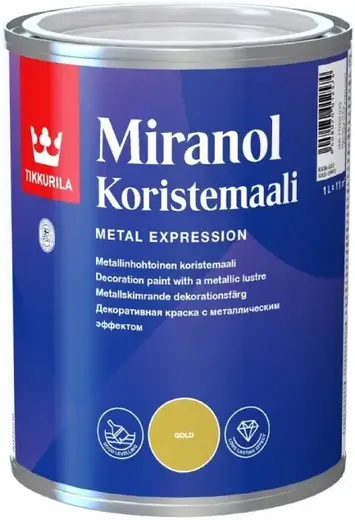 Тиккурила Miranol Koristemaali декоративная краска с металлическим эффектом (1 л) серебряная
