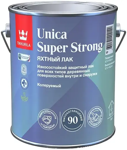 Тиккурила Unica Super Strong 90 износостойкий высокоглянцевый уретано-алкидный яхтный лак (2.7 л)