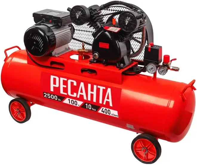 Ресанта КП-100/400Р компрессор поршневой масляный (2500 Вт бар10 бар) №74/7/5