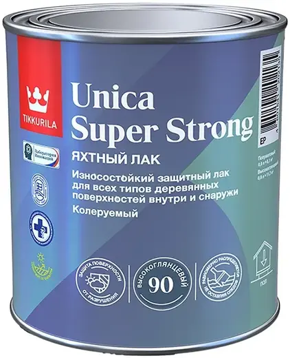 Тиккурила Unica Super Strong 90 износостойкий высокоглянцевый уретано-алкидный яхтный лак (900 мл)