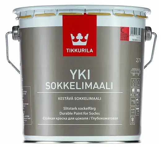 Тиккурила Yki Socle стойкая краска для цоколя глубокоматовая (2.7 л) белая база A (Финляндия)