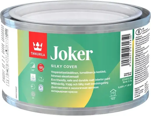 Тиккурила Joker краска интерьерная долговечная и экологичная (225 мл) белая
