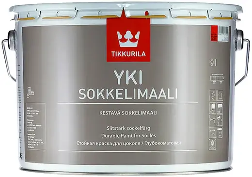 Тиккурила Yki Socle стойкая краска для цоколя глубокоматовая (9 л) белая база A (Финляндия)