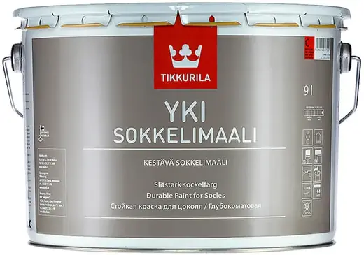 Тиккурила Yki Socle стойкая краска для цоколя глубокоматовая (9 л) бесцветная база C (Финляндия)