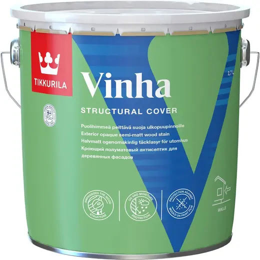 Тиккурила Vinha кроющий полуматовый антисептик для деревянных фасадов (2.7 л база VC)