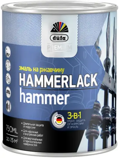 Dufa Premium Hammerlack эмаль на ржавчину (750 мл) белая гладкая глянцевая