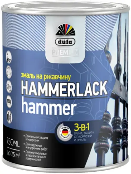Dufa Premium Hammerlack эмаль на ржавчину (750 мл) молотковая серебристая