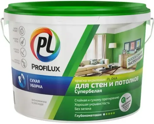 Профилюкс PL-04A краска для стен и потолков (7 кг) супербелая