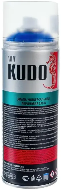 Kudo Arte Satin Matt Finish полуматовая акриловая эмаль (520 мл) сигнально-синяя
