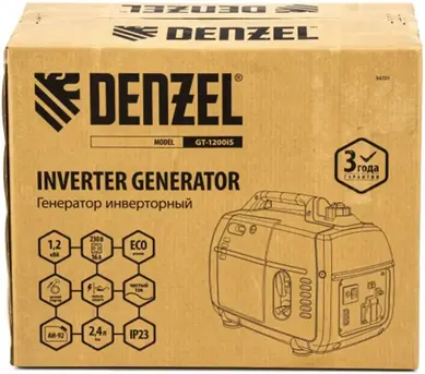 Denzel GT-1200iS бензиновый генератор инверторный (1000/2000 Вт)