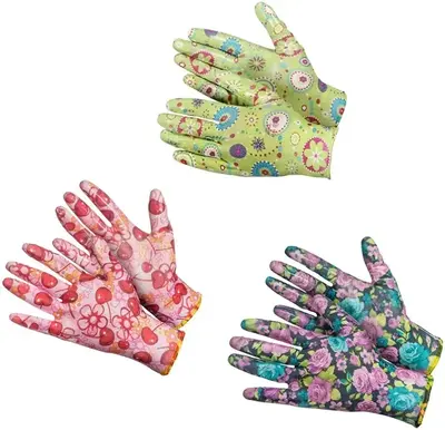 Перчатки садовые нитриловые цветные (9)