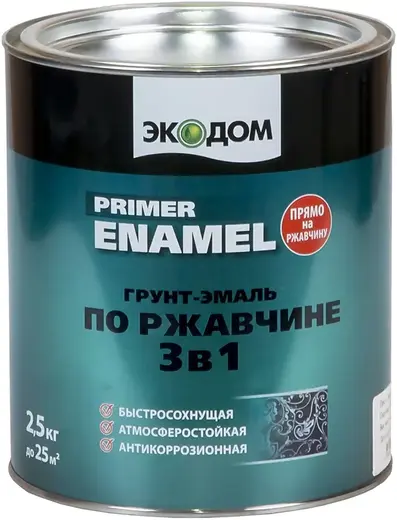 Экодом Primer Enamel грунт-эмаль по ржавчине 3 в 1 (2.5 кг) красно-коричневая