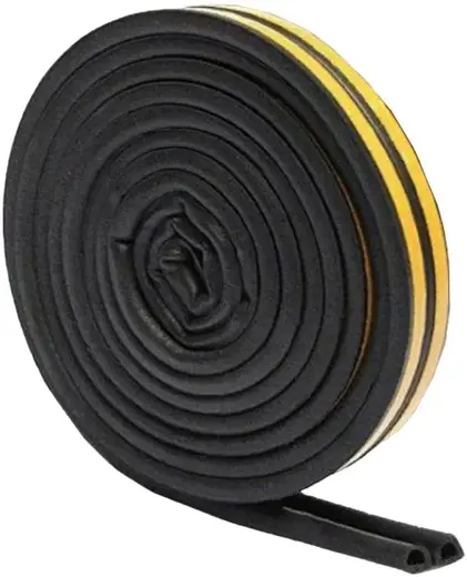 Sila Home уплотнитель самоклеящийся бытовой (9*100 м/7.4 мм) D-профиль черный