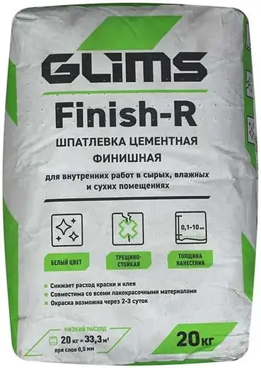 Глимс Finish-R финишная шпатлевка белая цементная (20 кг)
