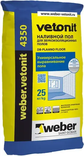 Вебер Ветонит 4350 DB-Plaano Floor наливной пол для звукоизоляционных полов (25 кг)