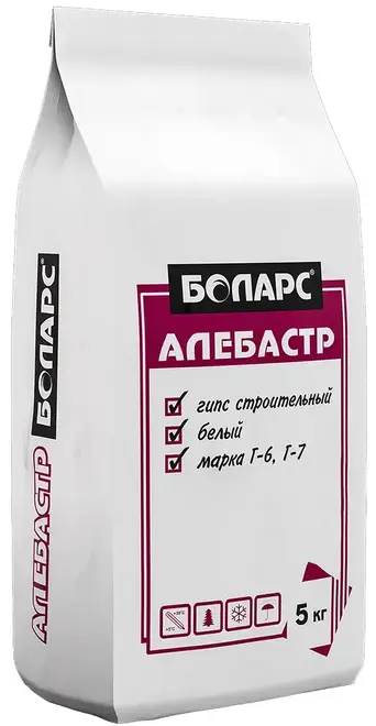 Боларс Г-6 алебастр гипс строительный белый (5 кг)