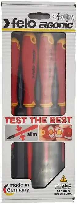 Felo Ergonic E-Slim набор отверток диэлектрических (4 предмета) T CrMoV (хром-молибден-ванадиевая сталь)