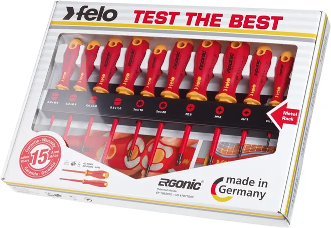 Felo Ergonic набор отверток диэлектрических на стальной стойке (11 предметов)