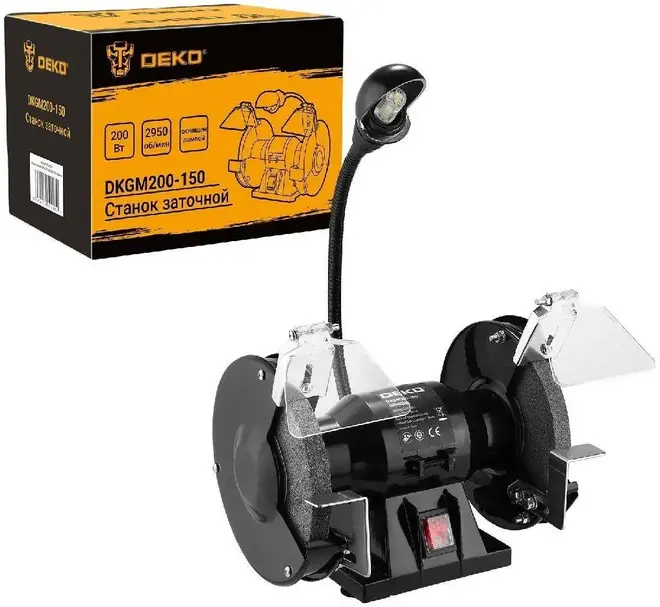 Deko DKGM200-150 станок заточный с лампой (200 Вт)