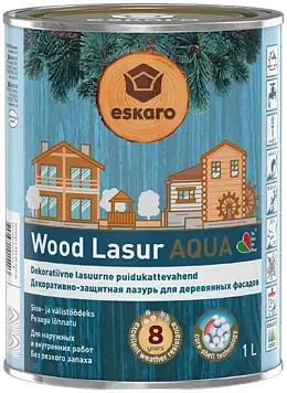 Eskaro Wood Lasur Aqua лазурь декоративно-защитная для деревянных фасадов (1 л)