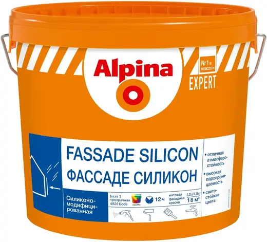 Alpina Expert Silicon Fassade краска силиконовая фасадная (2.35 л) бесцветная