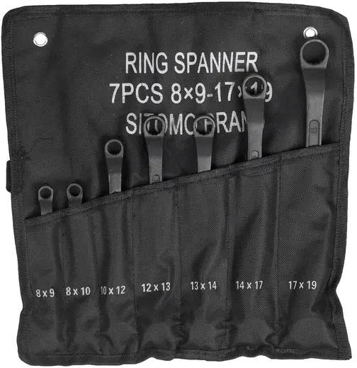Ситомо набор ключей накидных двусторонних (8-19 мм 305 мм 7 ключей + 1 брезентовая сумка)