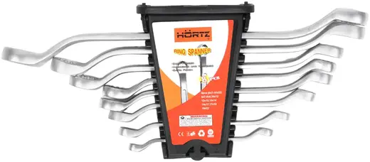 Hortz набор ключей накидных двусторонних (6-22 мм) сатин финиш (8 ключей + 1 пластиковый держатель-клипса)