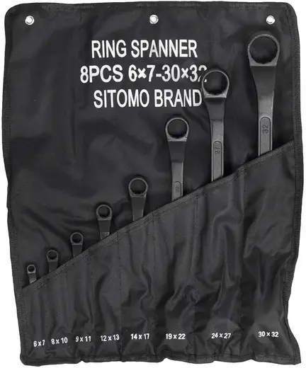 Ситомо набор ключей накидных двусторонних (6-32 мм 470 мм 8 ключей + 1 брезентовая сумка)