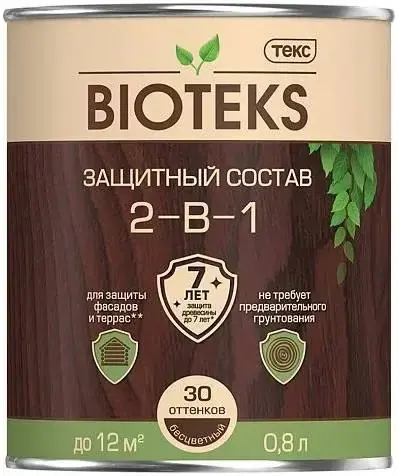Текс Bioteks 2-в-1 защитный лессирующий состав (800 мл) дуб