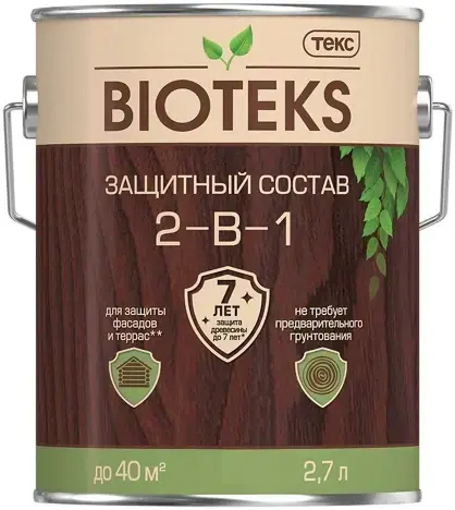Текс Bioteks 2-в-1 защитный лессирующий состав (2. 7 л) золотая сосна