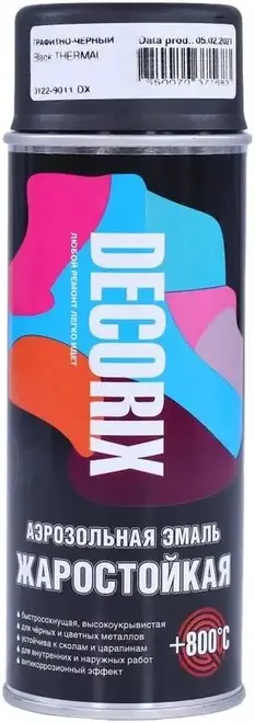Decorix Heat Resistant Enamel эмаль аэрозольная жаростойкая +800°С (520 мл) графитово-черная RAL 9011 (до +800°С)