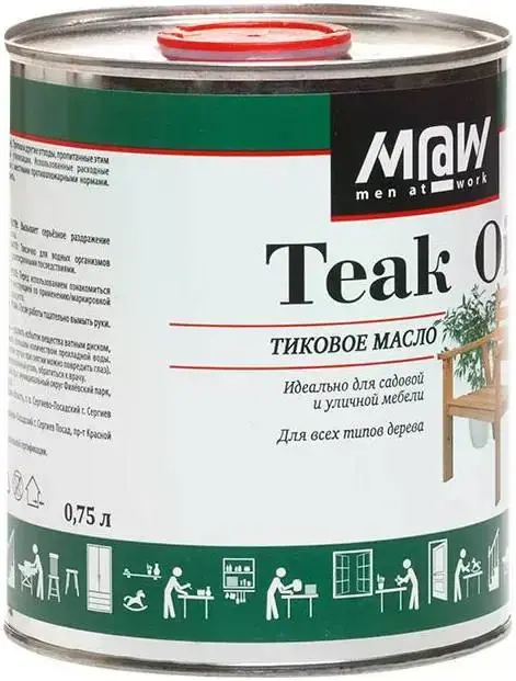 Men at Work Teak Oil тиковое масло для всех типов дерева (750 мл)