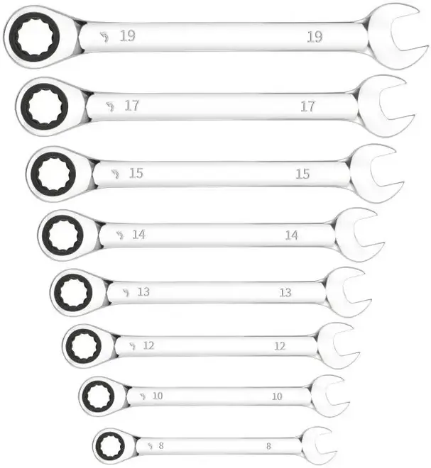 Goodking TKK-10008 набор ключей комбинированных трещоточных (8-19 мм)