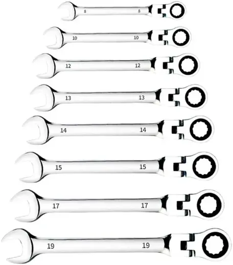 Goodking TKS-11008 набор ключей комбинированных трещоточных шарнирных (8-19 мм)