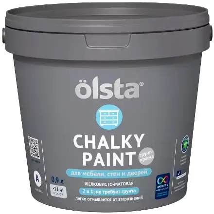 Olsta Chalky Paint краска для мебели стен и дверей (900 мл) белая