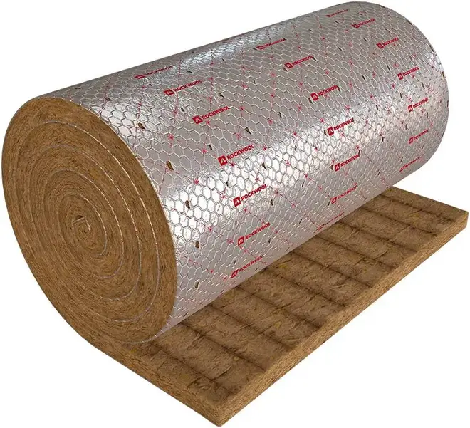 Rockwool Вайред Мат мат из каменной ваты с односторонним покрытием №105 (1*2 м/70 мм 105 кг/м3) фольга алюм. армир. (ALU)
