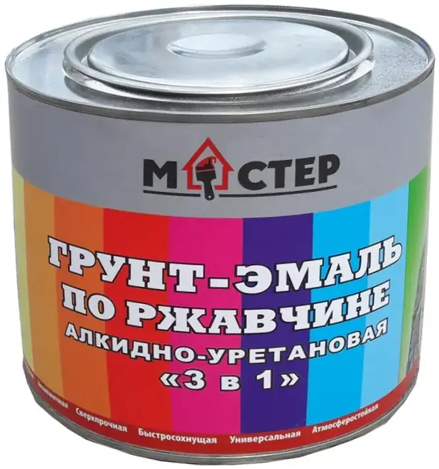 Мастер грунт-эмаль по ржавчине 3 в 1 алкидно-уретановая (1.9 кг) коричневая