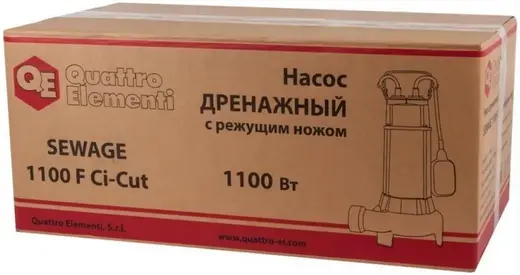 Quattro Elementi Sewage 1100F Ci-Cut насос фекальный дренажный с режущим ножом (1100 Вт)