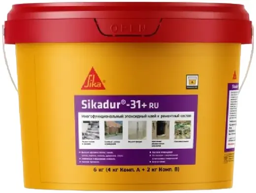Sika Sikadur-31+ RU эпоксидный клей и ремонтный состав (6 кг (1 ведро * 4 кг + 1 ведро * 2 кг)