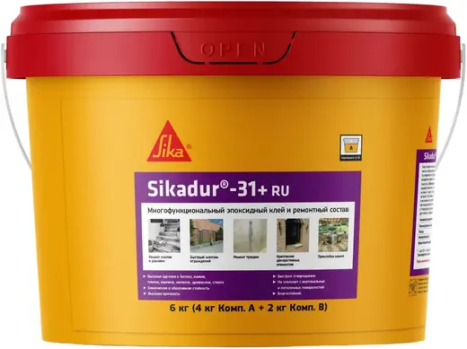Sika Sikadur-31+ RU эпоксидный клей и ремонтный состав (6 кг (4 кг + 2 кг) белый/темно-серый