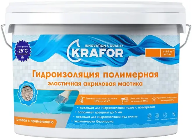 Крафор гидроизоляция полимерная эластичная акриловая мастика (5 кг)