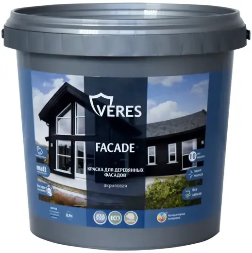 Veres Facade краска для деревянных фасадов акриловая (900 мл) голубой туман