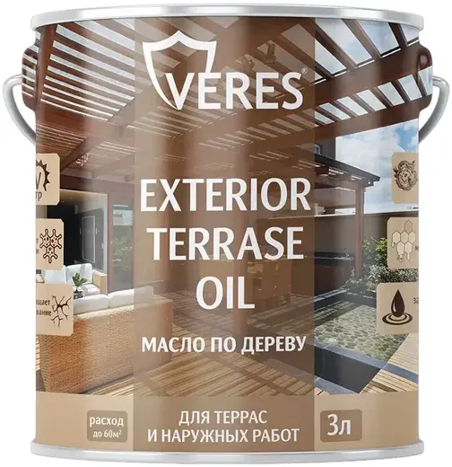 Veres Exterior Terrase Oil масло по дереву для террас и наружных работ (3 л) белая
